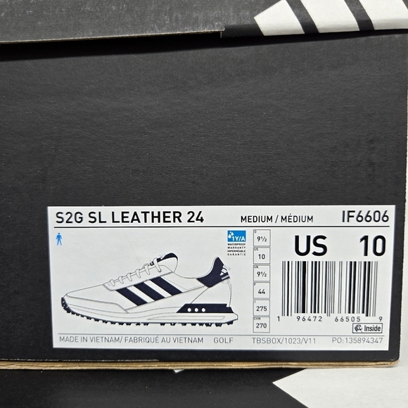 New adidas S2G Spikeless Leather 24 Golf White Navy Men\'s Shoes Size 10